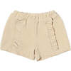 Paisley Velvet Ruffle Front Elastic Waist Shorts, Natural - Shorts - 1 - thumbnail