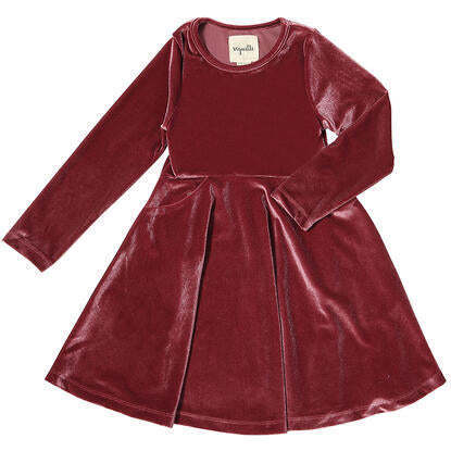 Merilee Velvet Long Sleeve Twirl-Worthy Cut Dress, Sugarplum