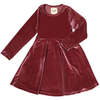 Merilee Velvet Long Sleeve Twirl-Worthy Cut Dress, Cranberry - Dresses - 1 - thumbnail