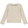 Nikki Ribbed Long Sleeve Picot Trim T-Shirt, Tan - Shirts - 1 - thumbnail