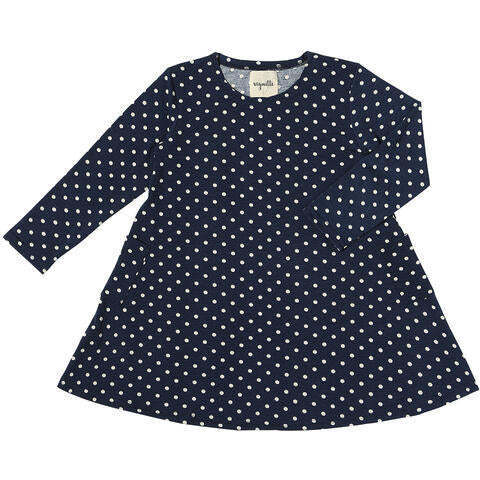 Leena Polka Dot Long Sleeve A-Line Dress, Navy