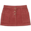 Daphne Corduroy 3-Buttoned Pocket Mini Skirt, Cranberry - Skirts - 1 - thumbnail