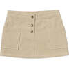 Daphne Corduroy 3-Buttoned Pocket Mini Skirt, Wheat - Skirts - 1 - thumbnail