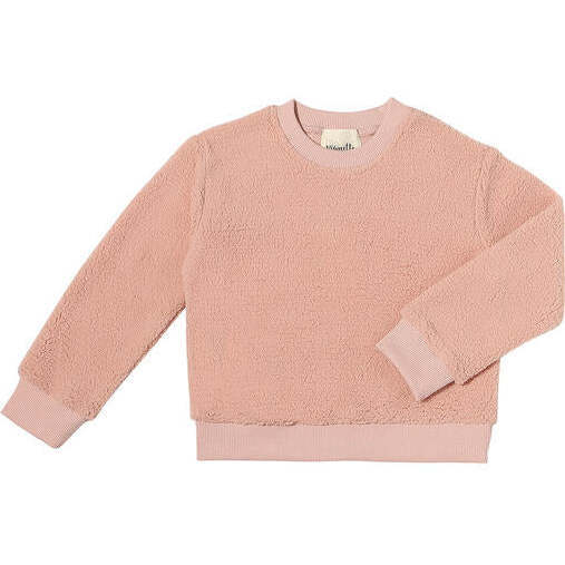 Coco Sherpa Ribbed Cuff & Hem Sweatshirt, Rose - Sweatshirts - 1
