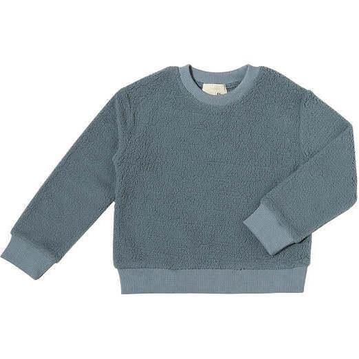 Coco Sherpa Ribbed Cuff & Hem Sweatshirt, Dusty Blue