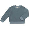 Coco Sherpa Ribbed Cuff & Hem Sweatshirt, Dusty Blue - Sweatshirts - 1 - thumbnail