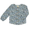 Claudette Floral Print Long Puff Sleeve Buttoned Blouse, Winter Berry - Shirts - 1 - thumbnail