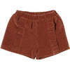 Paisley Velvet Ruffle Front Elastic Waist Shorts, Rust - Shorts - 1 - thumbnail