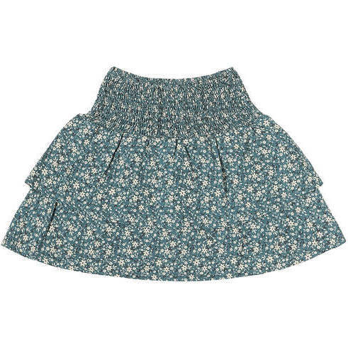 Aoife Ditsy Floral Print Smocked Waist 2-Tiered Mini Skort, Evermore - Skirts - 1