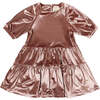 Alice Metallic Elbow Sleeve 2-Tiered Dress, Rose - Dresses - 1 - thumbnail