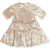 Alice Metallic Elbow Sleeve 2-Tiered Dress, Wheat - Dresses - 1 - thumbnail