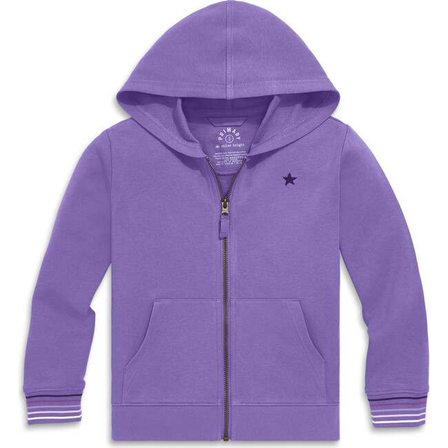 Stripe Trim Zip Hoodie, Violet