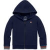 Stripe Trim Zip Hoodie, Navy - Jackets - 1 - thumbnail