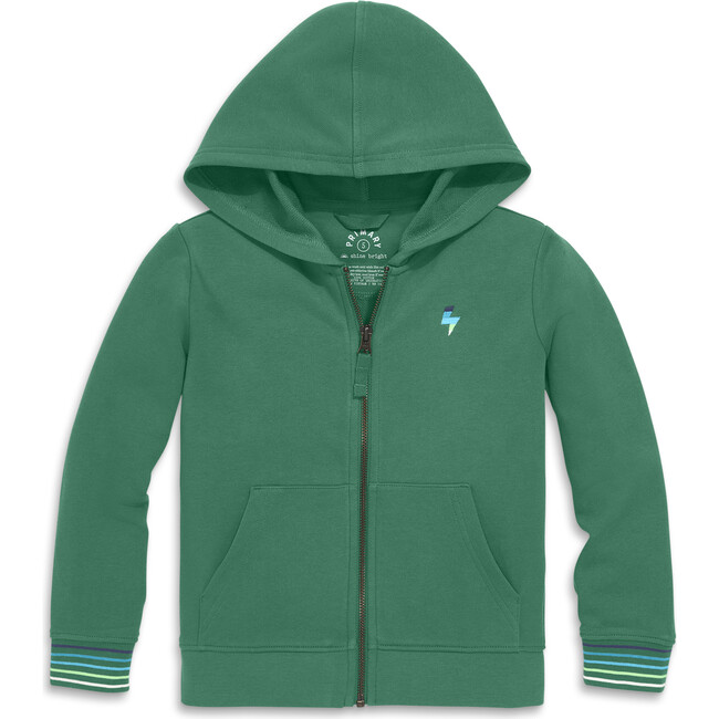 Stripe Trim Zip Hoodie, Chive