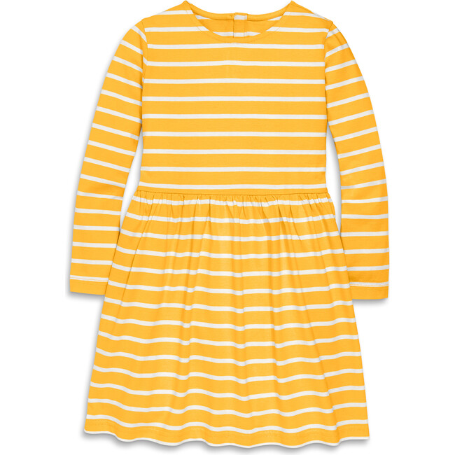 Long Sleeve Perfect Pocket Dress In Stripe, Sunflower Ivory Stripe