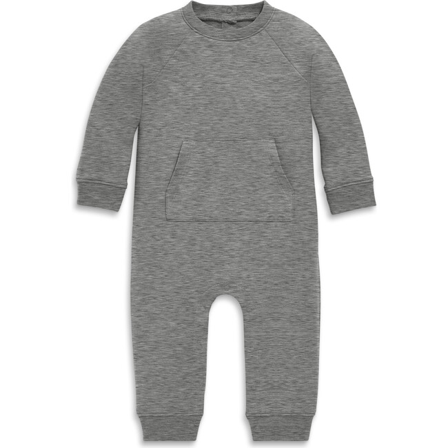 Baby Sweatshirt Romper, Heather Storm Gray