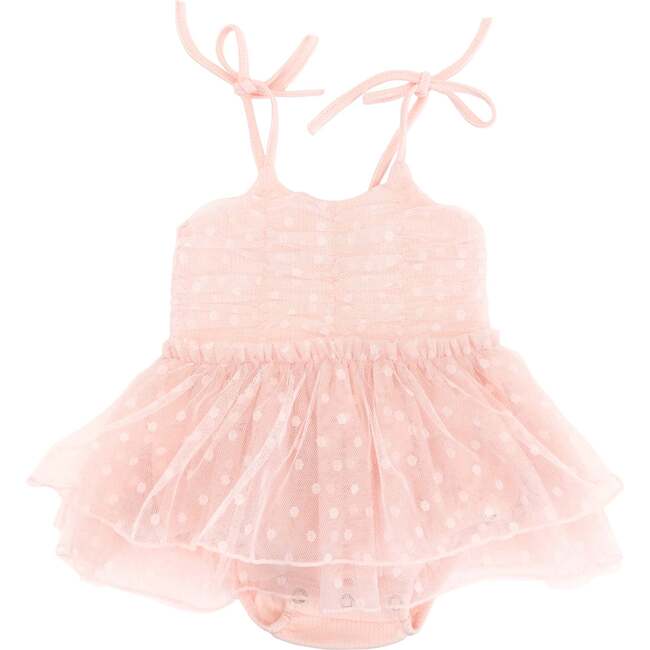 Infant Dotted Mesh Pointelle Ballet Dress, Pale Pink