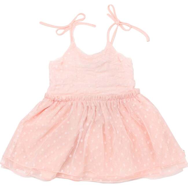 Toddler Dotted Mesh Pointelle Ballet Dress w/ Lined Skirt, Pale Pink