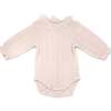 Ruffle Dotted Mesh Collar Puckered Onesie, Natural - Onesies - 1 - thumbnail