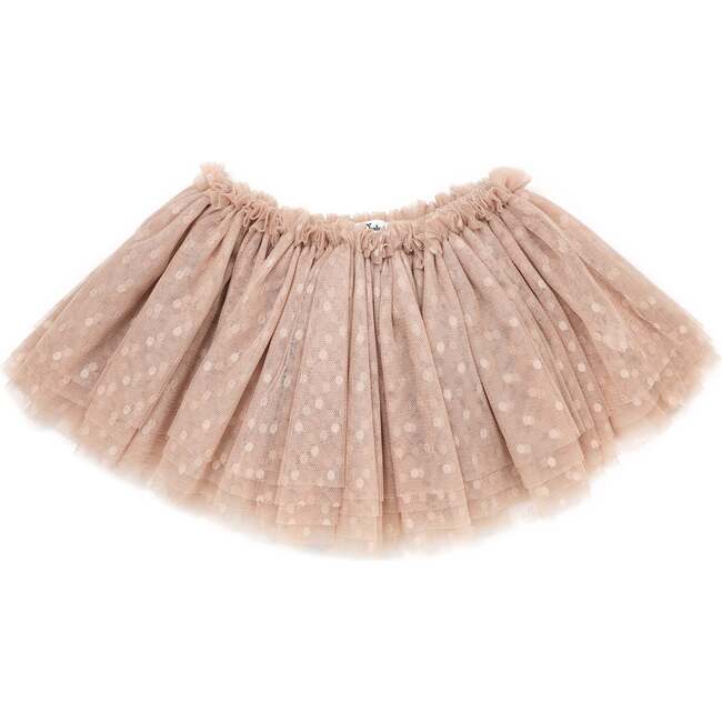 Dotted Mesh Frill Tutu Skirt, Clay