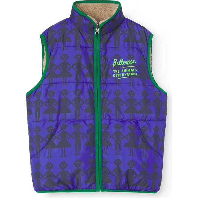 Hamster Woven Relaxed Fit Reversible PAdded Vest, Purple