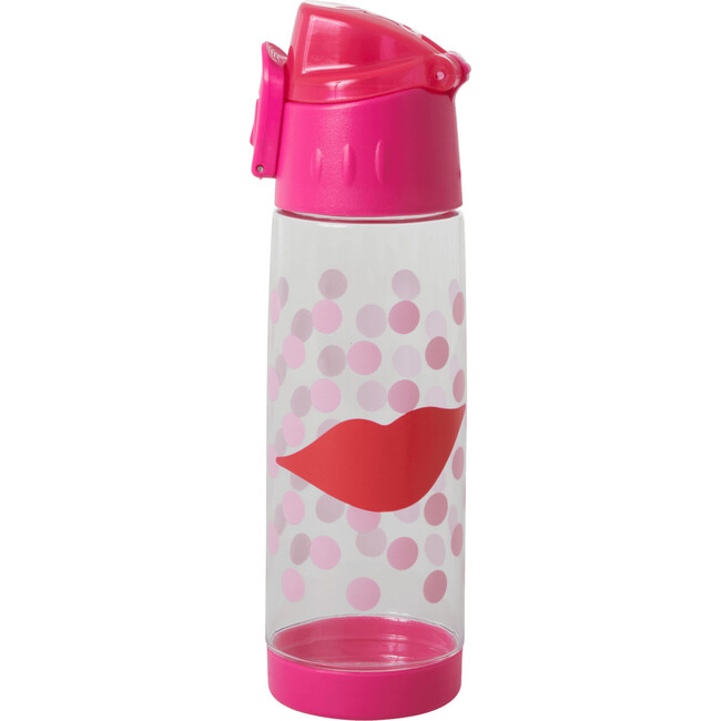 Kiss Print Straw Plastic Drinking Bottle, Pink