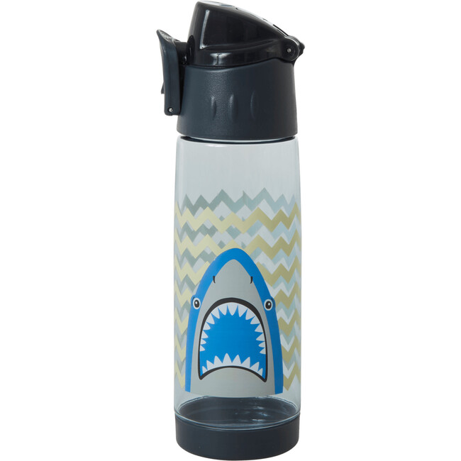 Shark Print Straw Plastic Drinking Bottle, Blue - Water Bottles - 1