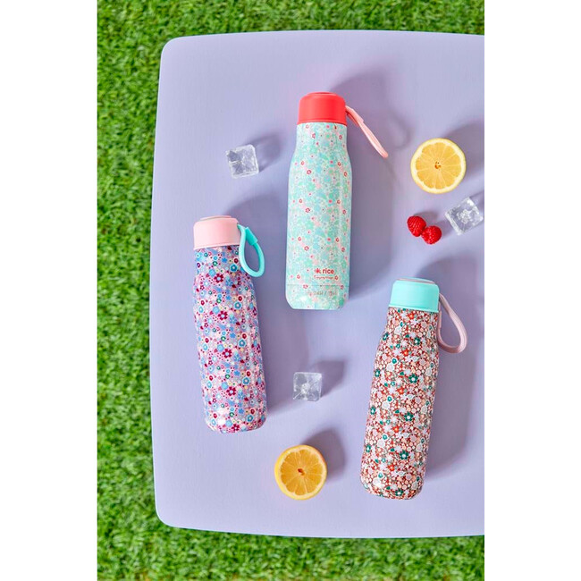 Fall Floral Print Stainless Steel Thermo Bottle, Lavender - Water Bottles - 4
