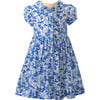 Periwinkle Print Peter Pan Puff Sleeve Button-Front Dress, Blue & Ivory - Dresses - 1 - thumbnail