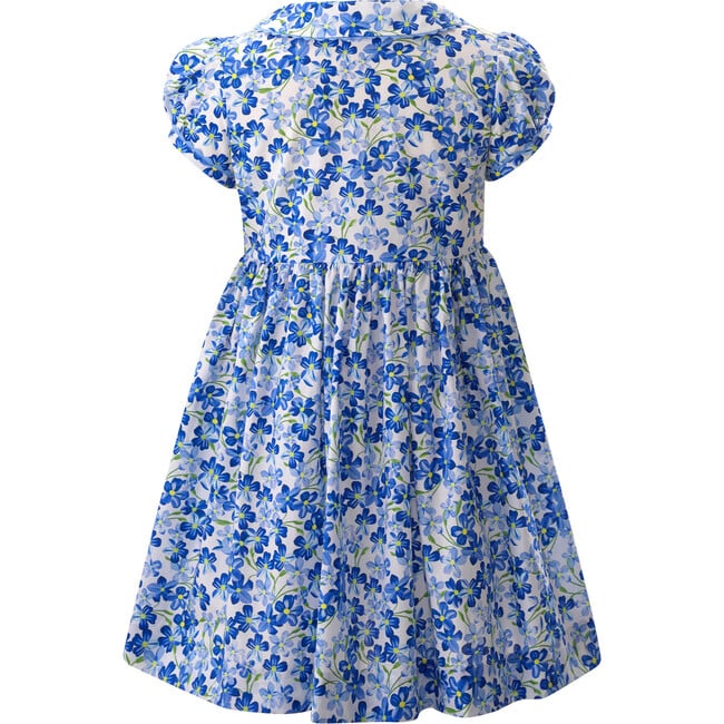 Periwinkle Print Peter Pan Puff Sleeve Button-Front Dress, Blue & Ivory - Dresses - 2