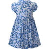 Periwinkle Print Peter Pan Puff Sleeve Button-Front Dress, Blue & Ivory - Dresses - 2