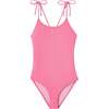 Bahamas Lurex Tie-Strap One-Piece Swimsuit, Pale Pink & Gold - One Pieces - 1 - thumbnail