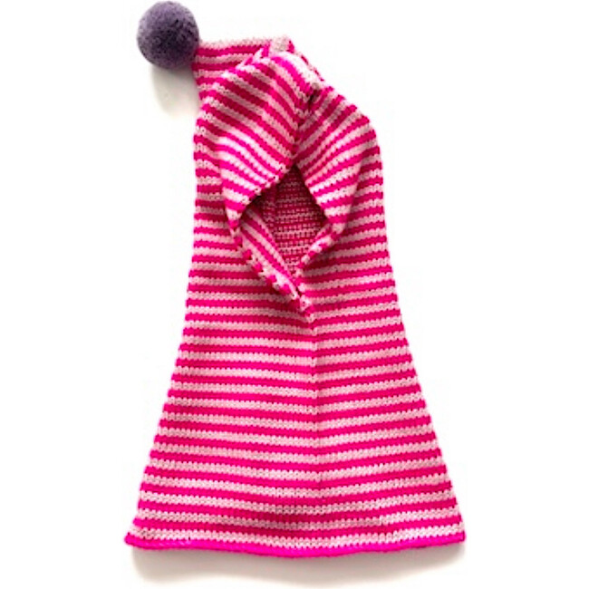 Striped Hand-Knit Snood, Hot Pink