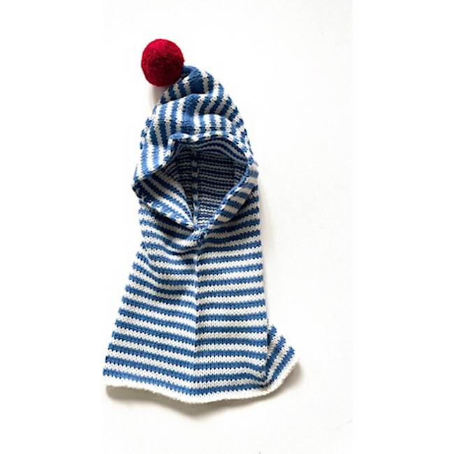 Nautical Pom Hand-Knit Snood, Blue & Red