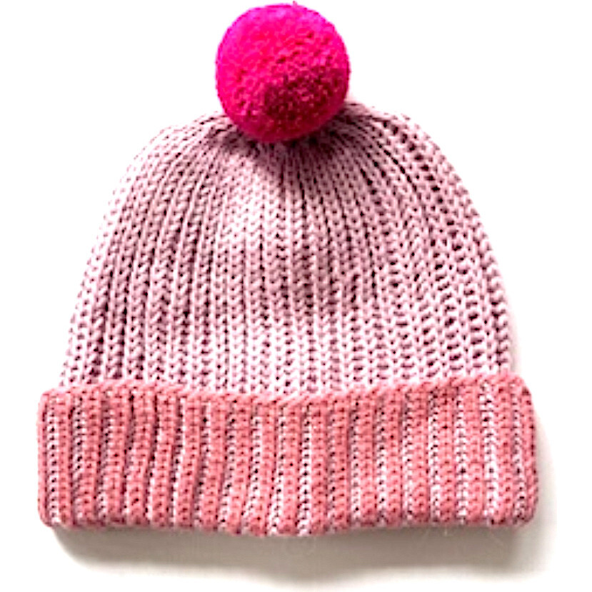 Hand-Knit Pom Hat, Pinky - Hats - 1