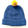 Hand-Knit Pom Hat, Navy Seas - Hats - 1 - thumbnail