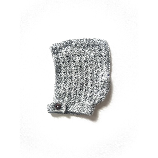 Hand-Knit Lacey Bonnet, Grey