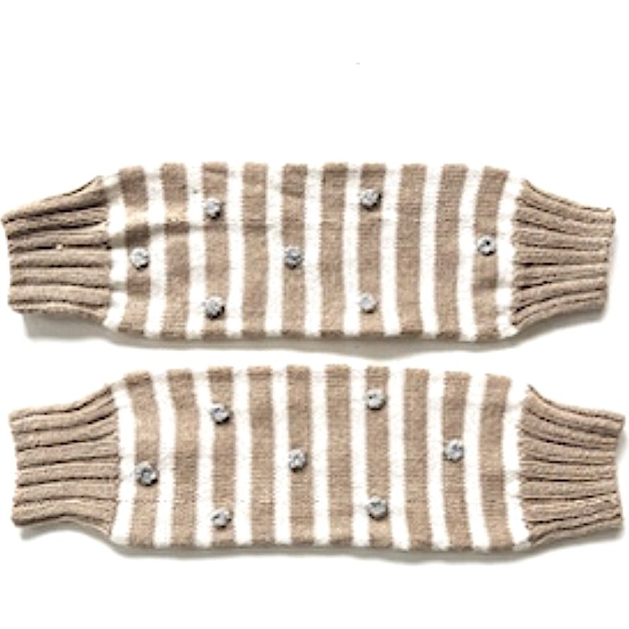 Classic Dotted & Striped Leg Warmers, Oatmeal & Ivory Dot - Leg Warmers - 1