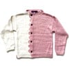 Alpaca Knit Zig Zag Cardigan, Ivory & Pink - Cardigans - 1 - thumbnail