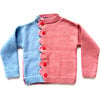 Alpaca Knit Zig Zag Cardigan, Pink & Blue - Cardigans - 1 - thumbnail