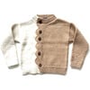 Alpaca Knit Zig Zag Cardigan, Ivory & Oatmeal - Cardigans - 1 - thumbnail