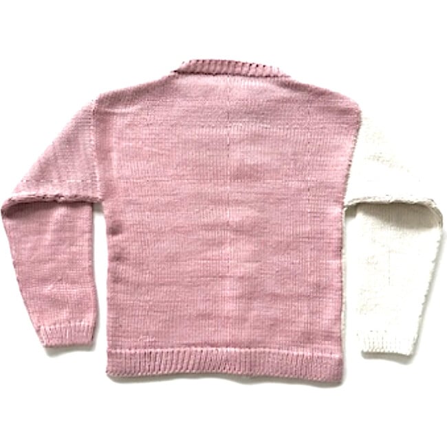 Alpaca Knit Zig Zag Cardigan, Ivory & Pink - Cardigans - 2