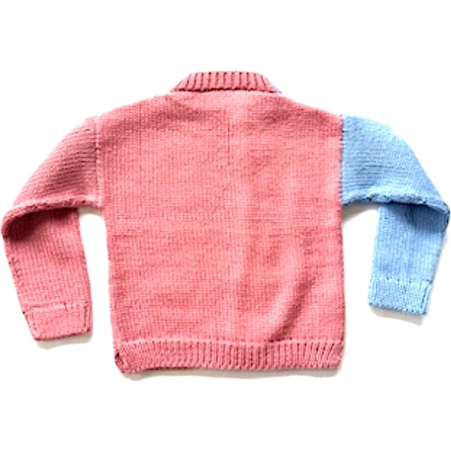 Alpaca Knit Zig Zag Cardigan, Pink & Blue - Cardigans - 2