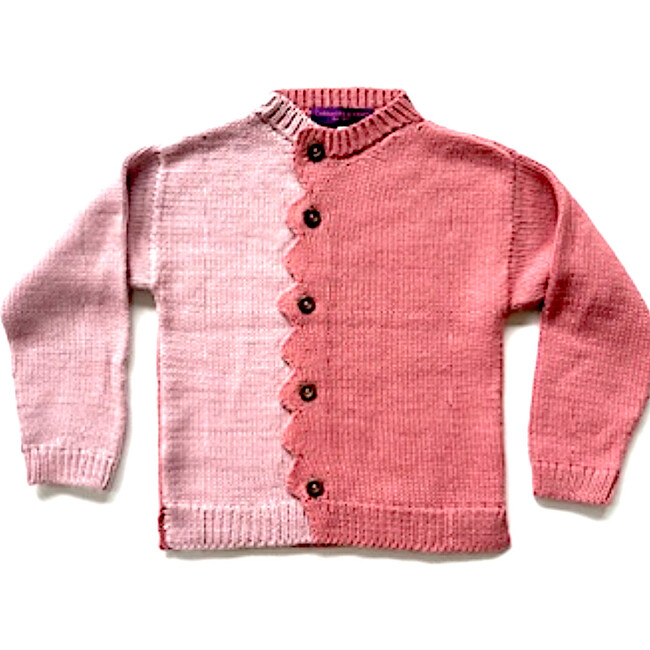 Alpaca Knit Zig Zag Cardigan, Hot Pink