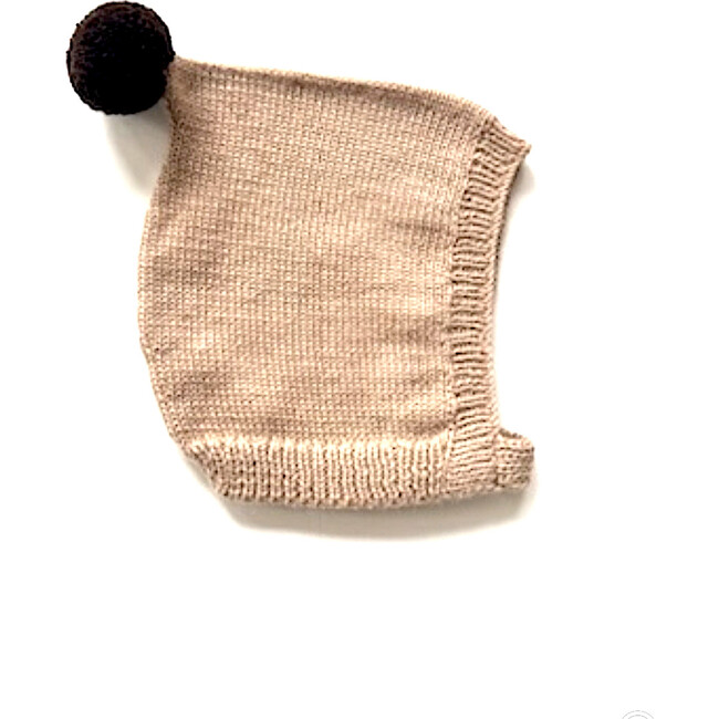 Alpaca Hand-Knit Buttoned Bonnet, Coco