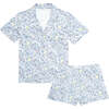 Oysters Women's Button Front Short Pajama Set, Blue - Pajamas - 1 - thumbnail