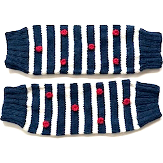 Dotted & Striped Leg Warmers, Nautical Navy