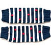 Dotted & Striped Leg Warmers, Nautical Navy - Leg Warmers - 1 - thumbnail