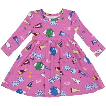 Varsity Cheer Twirly L/S Dress, Pink