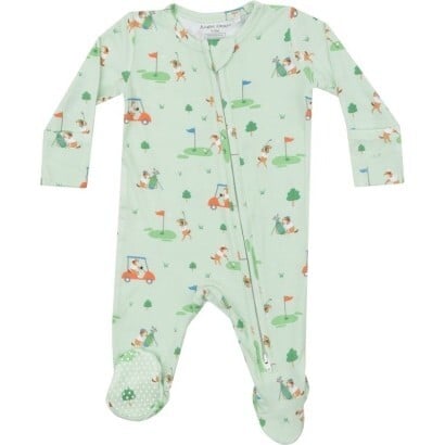 Golf Club Pups 2 Way Zipper Footie, Green - Angel Dear Sleepwear ...